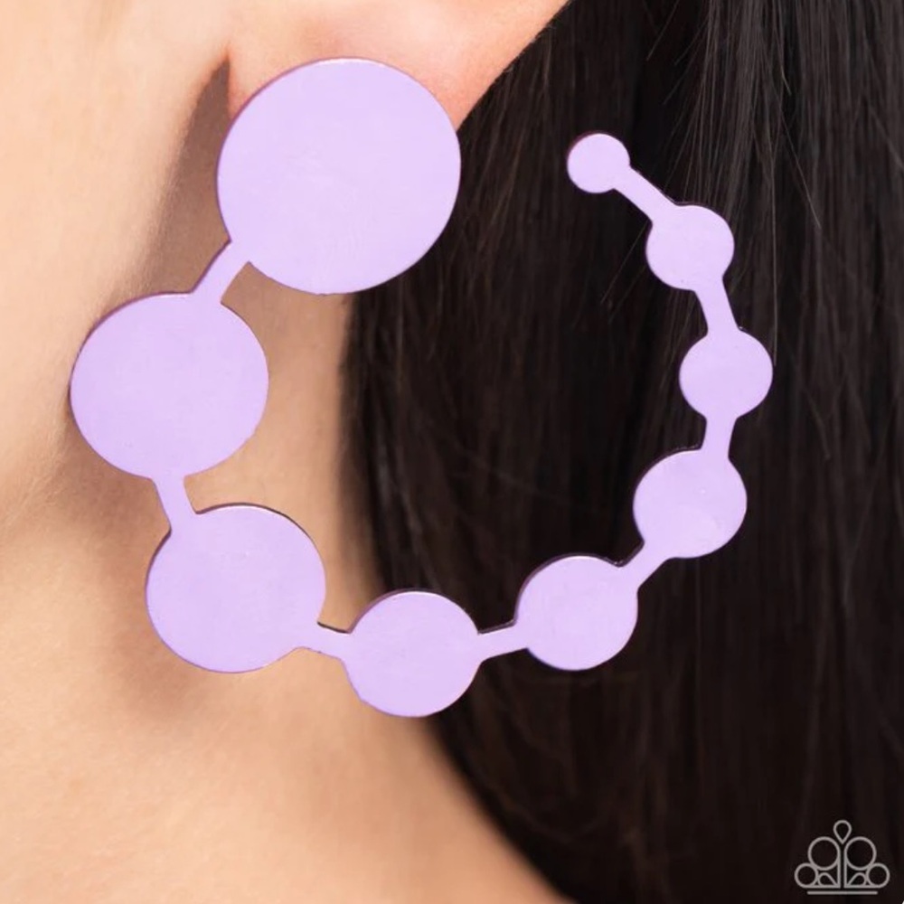 🟣🟣🟣 “HAVE IT BOTH PHASE” PURPLE METALLIC POST HOOP EARRINGS ~ PAPARAZZI❗️🟣🟣🟣 - Picture 2 of 5